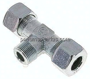 T-Schneidringverschraubung M 22x1,5 (konisch)-16 S (M24x1,5), Stahl verzinkt
