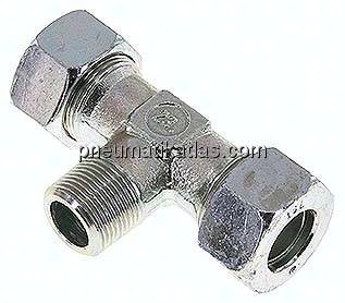 T-Schneidringverschraubung M 22x1,5 (konisch)-18 L (M26x1,5), Stahl verzinkt