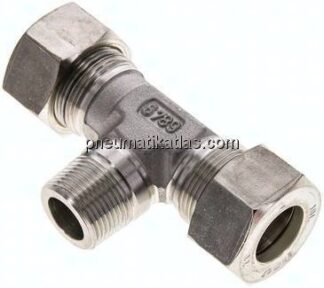 T-Schneidringverschraubung M 22x1,5 (konisch)-18 L (M26x1,5), Klemmring 1.4571 (NC)