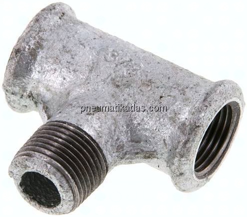 T-Einschraubstück Rp 3/8"(IG)-R 3/8"(AG), Temperguss verzinkt