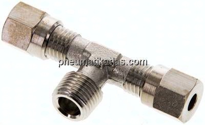 T-Schneidringverschraubung R 1/8"-4 LL (M8x1), Messing vernickelt