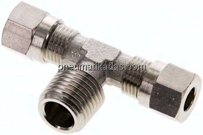 T-Schneidringverschraubung R 1/4"-6 LL (M10x1), Messing vernickelt