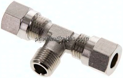 T-Schneidringverschraubung R 1/8"-6 LL (M10x1), Messing vernickelt
