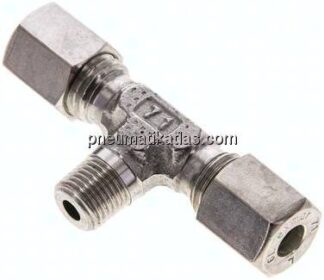 T-Schneidringverschraubung M 10x1 (konisch)-6 L (M12x1,5), Klemmring 1.4571 (NC)