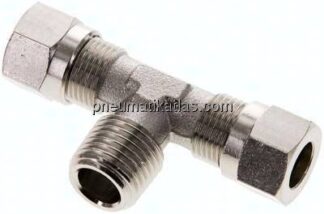 T-Schneidringverschraubung R 1/4"-8 LL (M12x1), Messing vernickelt