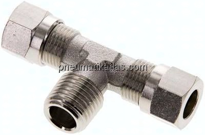 T-Schneidringverschraubung R 1/4"-8 LL (M12x1), Messing vernickelt