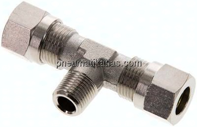 T-Schneidringverschraubung R 1/8"-8 LL (M12x1), Messing vernickelt
