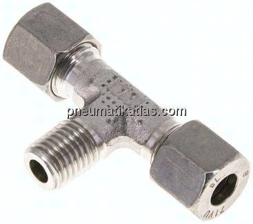 T-Schneidringverschraubung M 12x1,5 (konisch)-8 L (M14x1,5), 1.4571