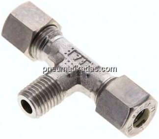 T-Schneidringverschraubung M 12x1,5 (konisch)-8 L (M14x1,5), Klemmring 1.4571 (NC)