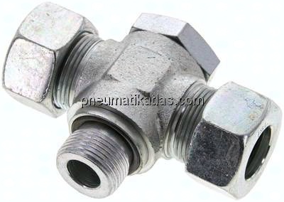 T-Schwenkverschraubung M 22x1,5-18 L (M26x1,5), Stahl verzinkt