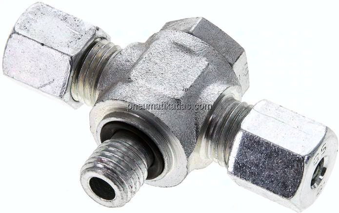 T-Schwenkverschraubung M 12x1,5-6 S (M14x1,5), Stahl verzinkt