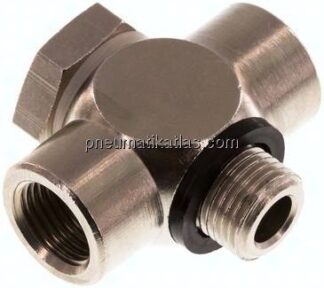 T-Verschraubung G 1/8" AG/IG, Messing vernickelt, m. Hohlschraube