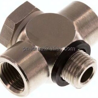 T-Verschraubung G 1/8" AG/IG, Messing vernickelt, m. Hohlschraube