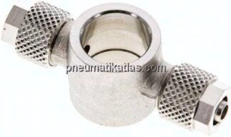 Verschraubung, T-Ringstück G 1/4"-6x4mm, Messing vernickelt