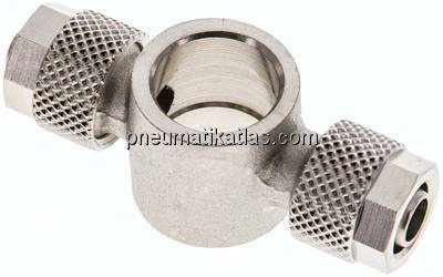 Verschraubung, T-Ringstück G 1/4"-8x6mm, Messing vernickelt