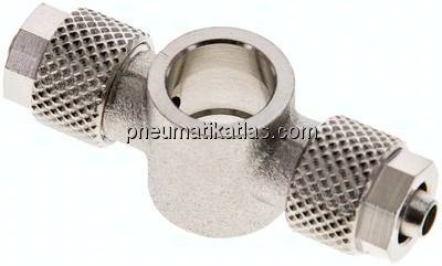 Verschraubung, T-Ringstück G 1/8"-6x4mm, Messing vernickelt