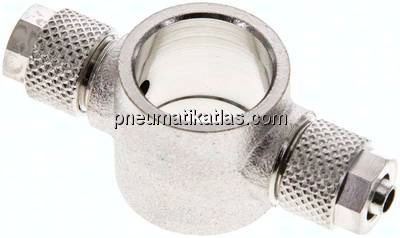 Verschraubung, T-Ringstück G 3/8"-6x4mm, Messing vernickelt