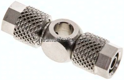 Verschraubung, T-Ringstück M 5-6x4mm, Messing vernickelt