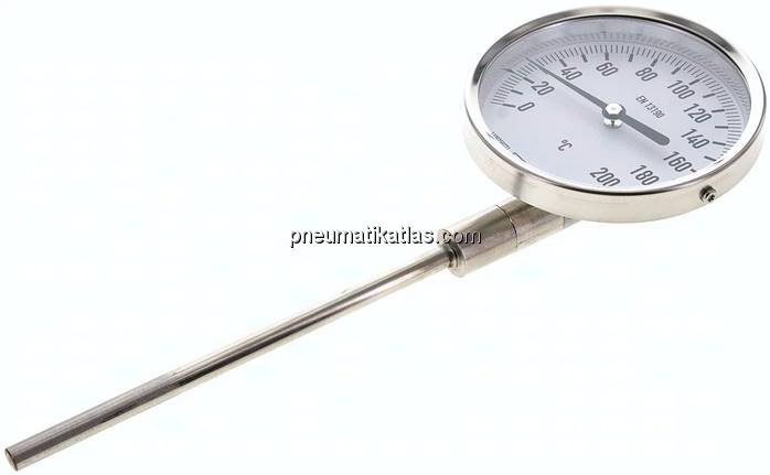 Bimetallthermometer, senkrecht D100/0 bis +200°C/160mm