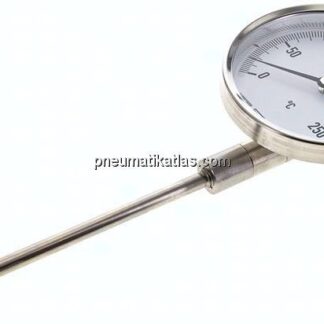 Bimetallthermometer, senkrecht D100/0 bis +250°C/160mm