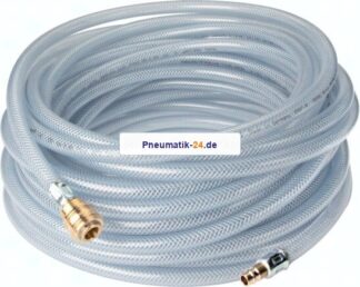 PVC-Gewebeschlauch 6 (1/4")x12mm, 5mtr. mit Kupplung & Stecker