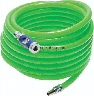 PVC-Gewebeschlauch 6 (1/4")x12mm, 5mtr. mit Kupplung & Stecker