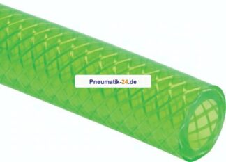 PVC-Gewebeschlauch 6 (1/4")x12mm, leuchtgrün-transparent, Meterware (von 50 mtr.-Rolle)