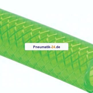 PVC-Gewebeschlauch 6 (1/4")x12mm, leuchtgrün-transparent, Meterware (von 50 mtr.-Rolle)