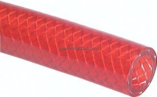 PVC-Gewebeschlauch 6 (1/4")x12mm, rot-transparent, Meterware (von 50 mtr.-Rolle)