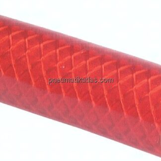 PVC-Gewebeschlauch 6 (1/4")x12mm, rot-transparent, Meterware (von 50 mtr.-Rolle)