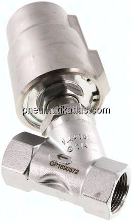 Schrägsitzventil 1.4408, G 3/4", geschlossen, gegen Mediumstrom schließend
