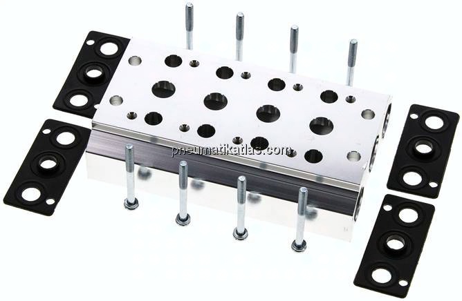 Mehrfachanschlussplatte (4-fach) für 5/2-Wege & 5/3-Wege Ventile