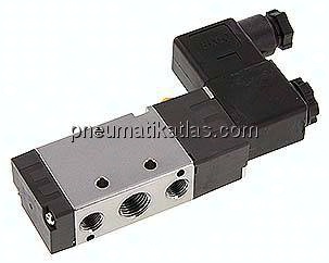 5/2-Wege Magnetventil, G 1/4", Federrückstellung, 230 V AC