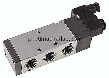 5/2-Wege Magnetventil, G 1/2", Federrückstellung, 12 V DC