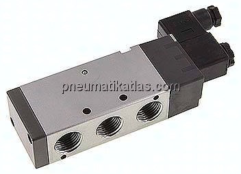 5/2-Wege Magnetventil, G 1/2", Federrückstellung, 24 V DC