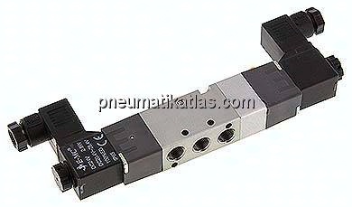 5/3-Wege Magnetventil, G 1/8", Mittelstellung geschlossen, 12 V DC