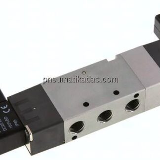 5/3-Wege Magnetventil, G 1/4", Mittelstellung geschlossen, 12 V DC