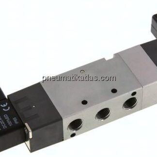 5/3-Wege Magnetventil, G 1/4", Mittelstellung geschlossen, 230 V AC