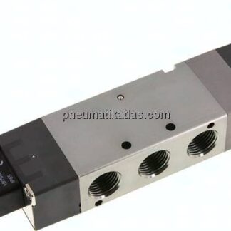 5/3-Wege Magnetventil, G 1/2", Mittelstellung geschlossen, 12 V DC