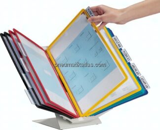 Durable 1x Tischständer / Wandhalter, 10x Sichttafeln (je 2x schwarz, rot, gelb, grün, dunkelblau) i
