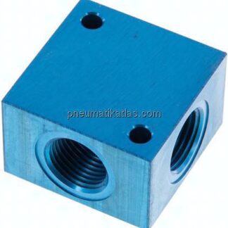 Kreuz-Verteiler 4x G 1/2",Aluminium