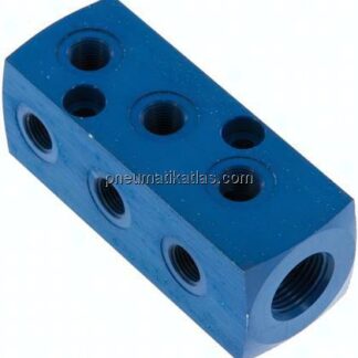 Verteilerblock 1 x G 3/8"-9x G 1/8", Aluminium