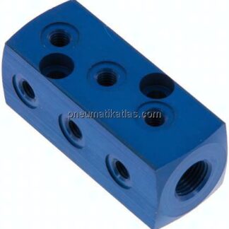 Verteilerblock 1 x G 1/8"-9x M 5, Aluminium