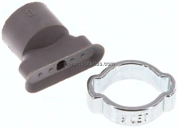 Ovalsauger, 15 x 5mm, Hub 1mm, NBR (60A), grau
