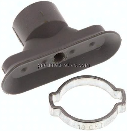 Ovalsauger, 45 x 15mm, Hub 3mm, NBR (60A), grau