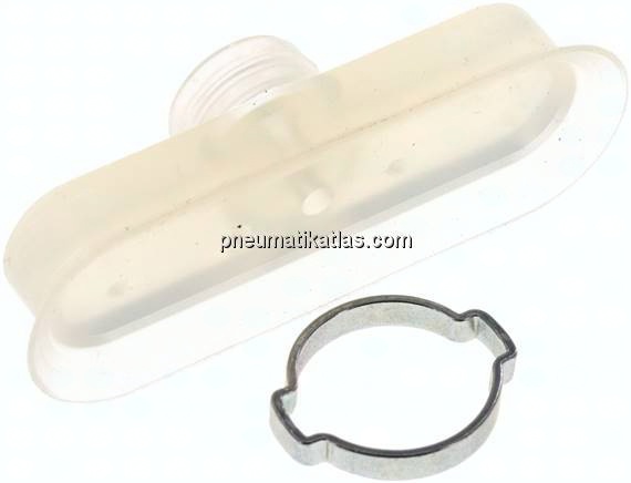 Ovalsauger, 75 x 25mm, Hub 3mm, Silikon (60A), transparent
