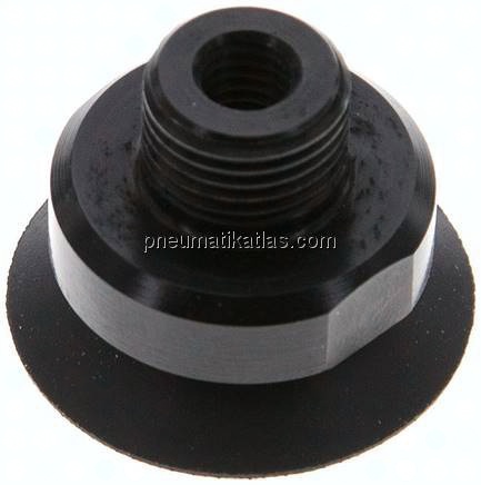 Flachsauger, Stützrippe, P-Serie, Ø 22x1mm, CR (50A), schwarz