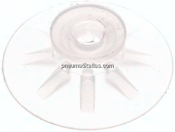 Flachsauger, Stützrippe, P-Serie, Ø 32x2mm, Silikon (50A), transparent