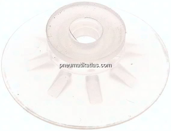 Flachsauger, Stützrippe, P-Serie, Ø 42x2mm, Silikon (50A), transparent