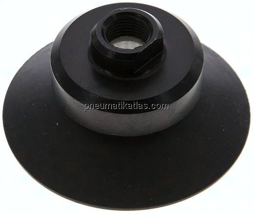 Flachsauger, Stützrippe, P-Serie, Ø 53x2,5mm, CR (50A), schwarz